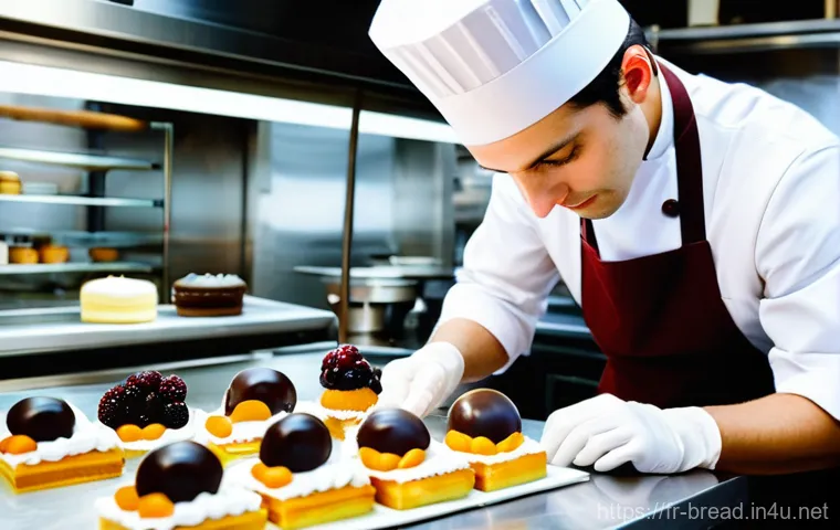 제빵 자격증 취득 후 진로 - **Prompt:** A charismatic French pastry chef, elegantly dressed in a pristine white chef's jacket an...
