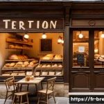 Home 21 제빵사로서 자기 브랜드 만드는 방법 - A cozy artisanal bakery storefront in a quaint French village, featuring rustic wooden signage with ...