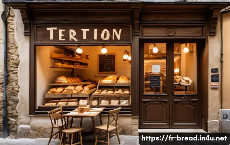 제빵사로서 자기 브랜드 만드는 방법 - A cozy artisanal bakery storefront in a quaint French village, featuring rustic wooden signage with ...